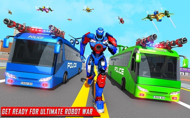 Flying Bus Robot Car Game 3d apk